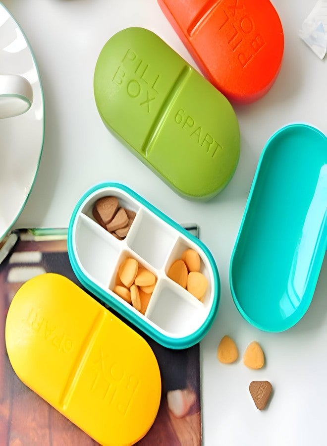 KESHAVAM Pill Medicine Organizer Storage Box with 6 Compartments - Moisture Proof, Made of Food Grade Cereal Fiber, BPA free, Ideal for Travel, Pocket, Purse, Daily Pill Case, Portable Medicine Vitamin Holder Container - 2 Pc (Multicolour) - Image 2